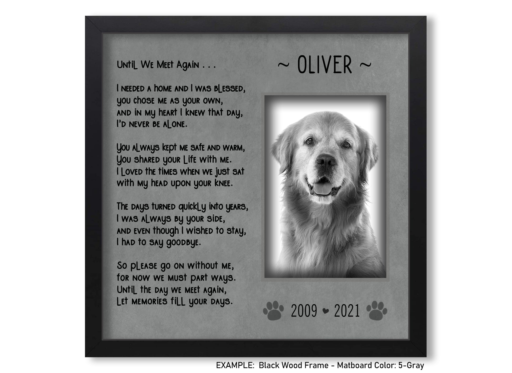 Personalized Dog Loss Picture Frame, Pet Memorial Gift, 10x10 Picture Frame Matboard Memories   