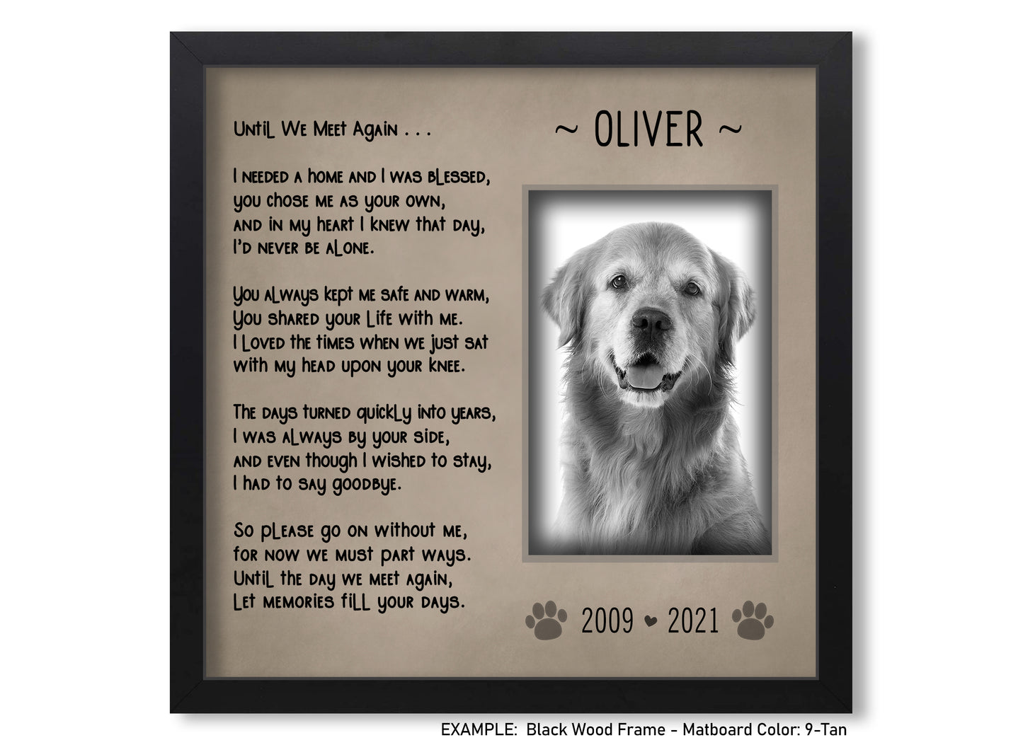 Personalized Dog Loss Picture Frame, Pet Memorial Gift, 10x10 Picture Frame Matboard Memories   