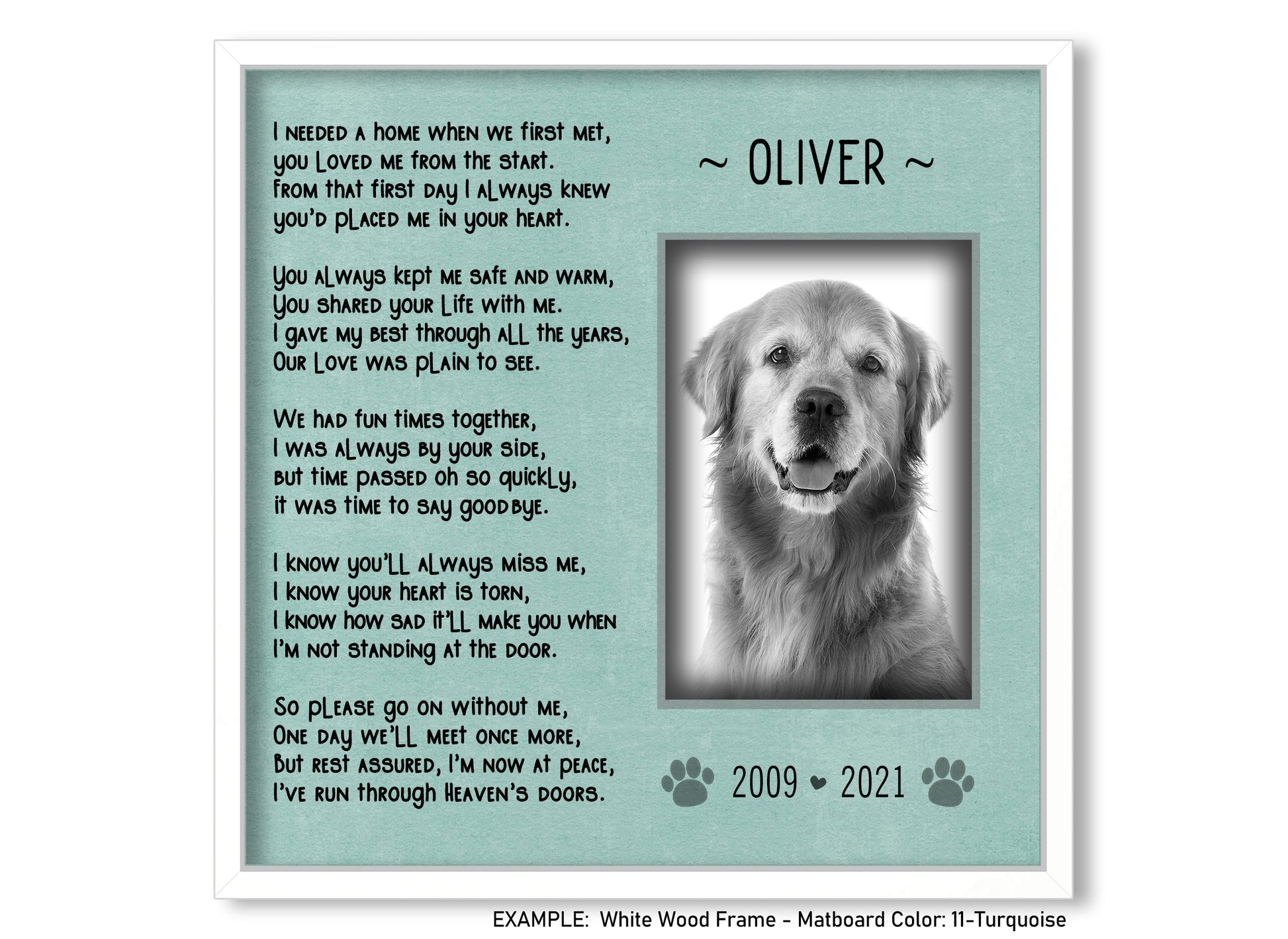 Personalized Dog Loss Picture Frame, Pet Memorial Gift, 10x10 Picture Frame Matboard Memories   