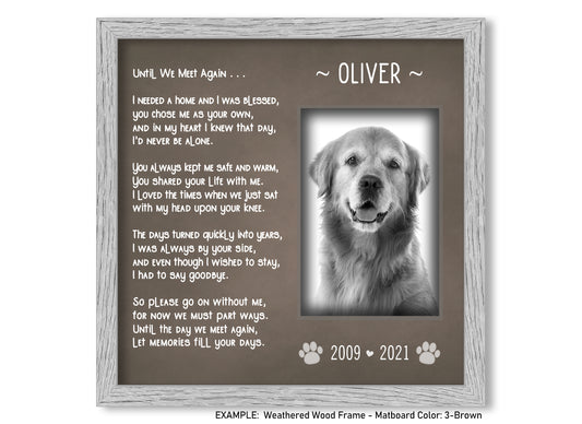 Personalized Dog Loss Picture Frame, Pet Memorial Gift, 10x10 Picture Frame Matboard Memories   